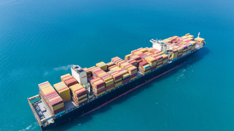 Large cargo ship at sea